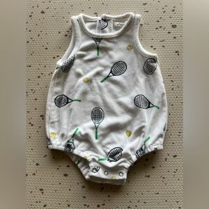 Oh Baby! Terry Bubble Romper in Snow Tennis Print Size 6-12 Months